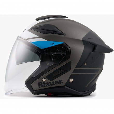 Casco jet moto scooter BLAUER JJ01 NERO BIANCO CELESTE BLACK WHITE LIGHT BLU helmet casque