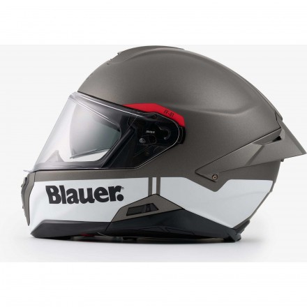 Casco integrale fibra BLAUER FF-01 ANTRACITE BIANCO WHITE helmet casque