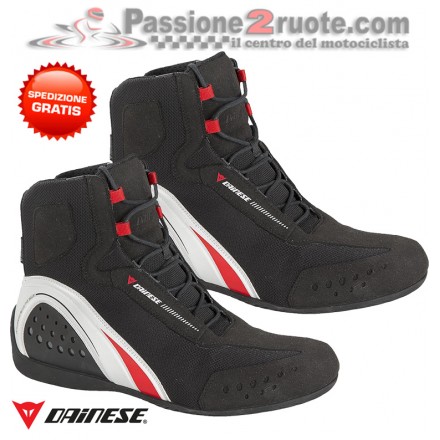 Scarpe moto impermeabili Dainese Motorshoe D-wp waterproof nero bianco rosso black white red shoes